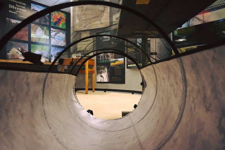 an exhibit that looks like a tube