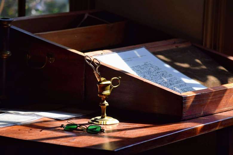 antiques on desk