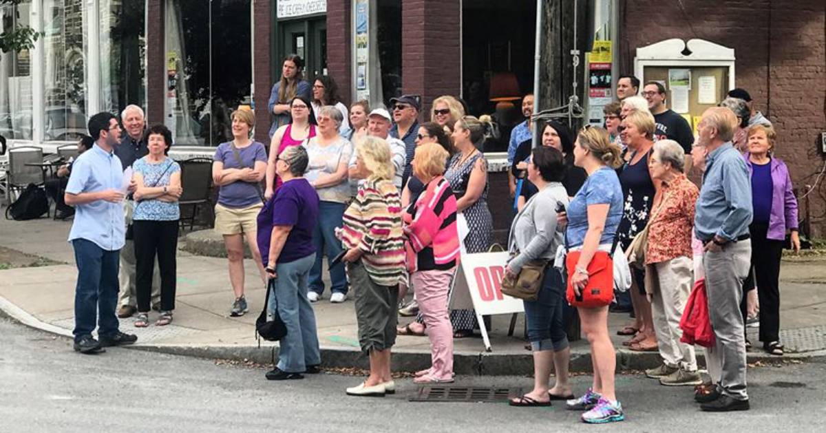 people on a walking tour