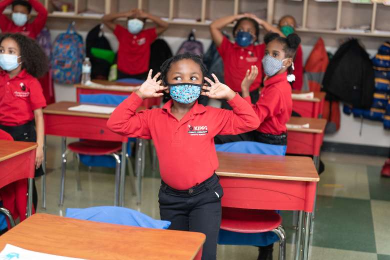 young students wearing red shirts