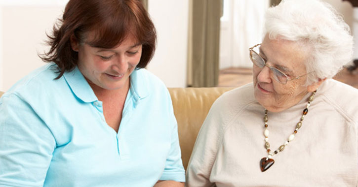 two women on couch