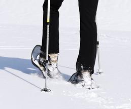 woman wearing snowshoes