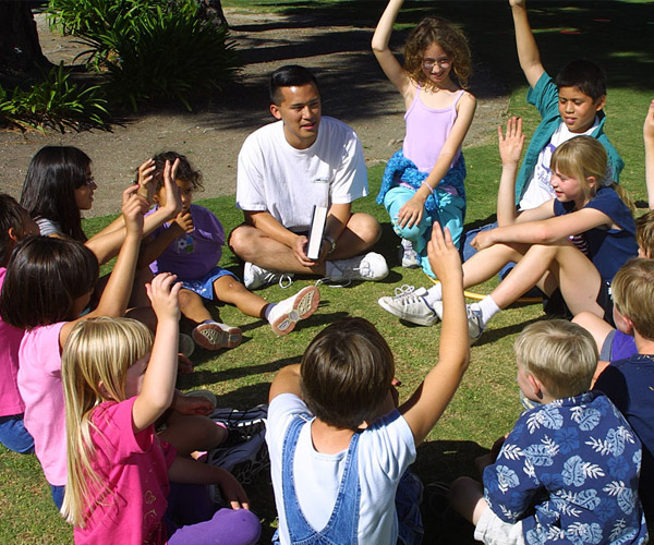 campers in a circle